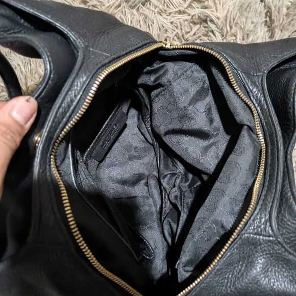 Michael Kors Black Leather Shoulder Bag with Gold Accents - Picture 11 of 14